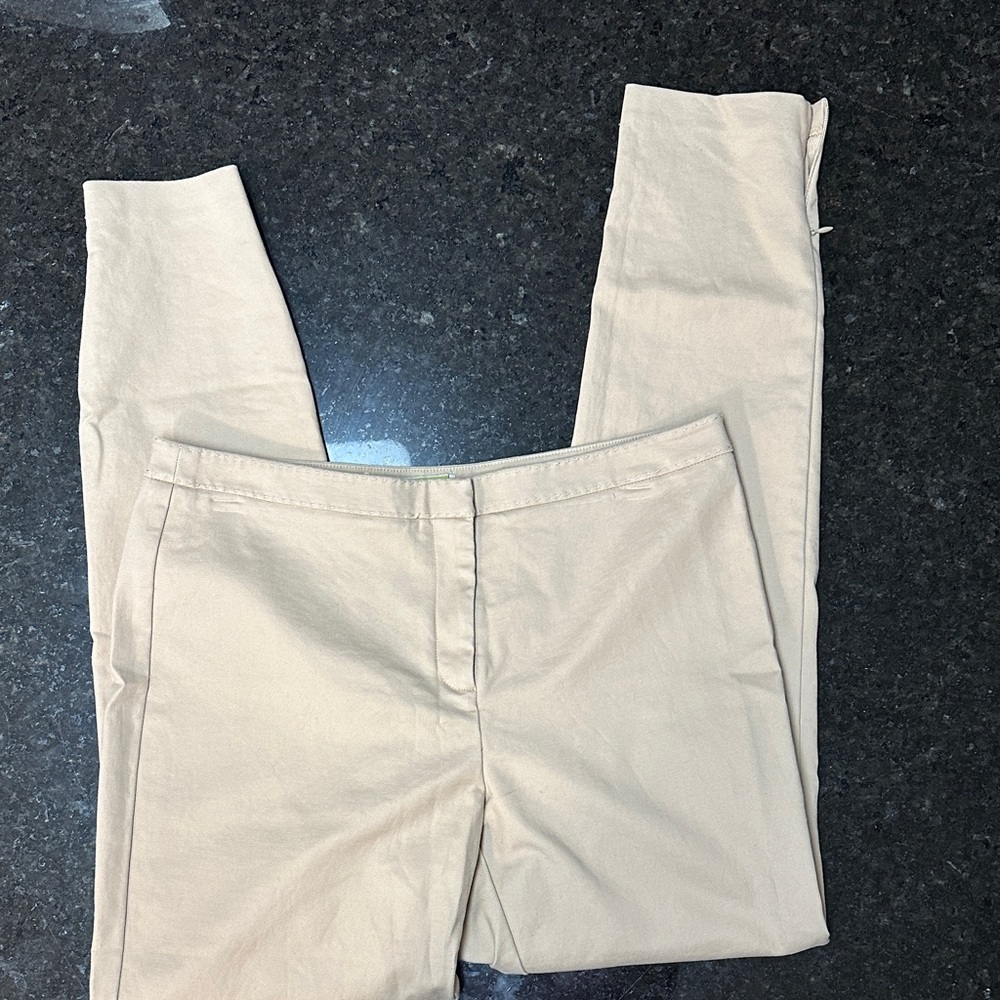 Sigrid Olsen Signature Ankle Pants Womens 4 Dark Tan Side Zip Stretch Tapered
